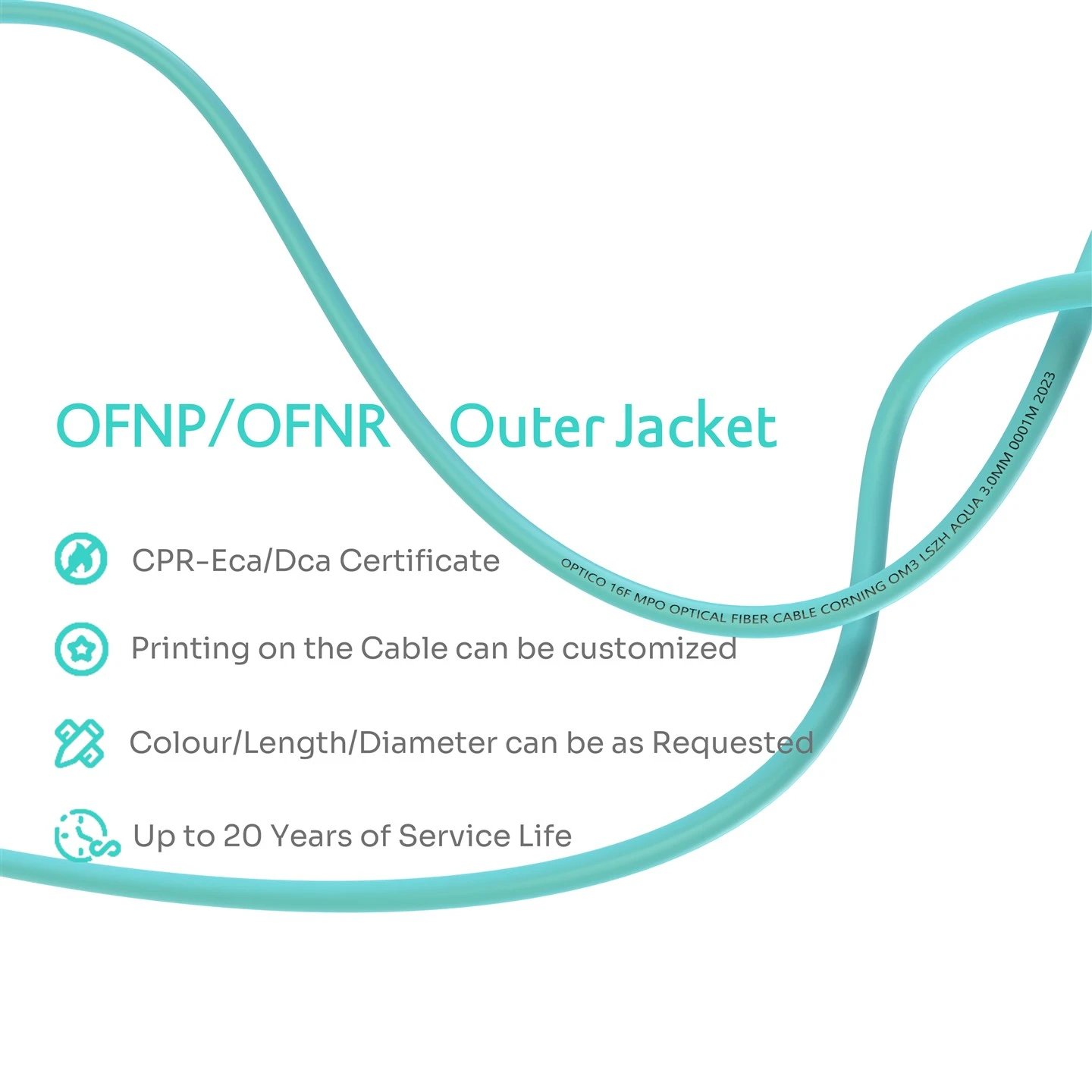 16F MPO-MPO Female Trunk Cable OM3
